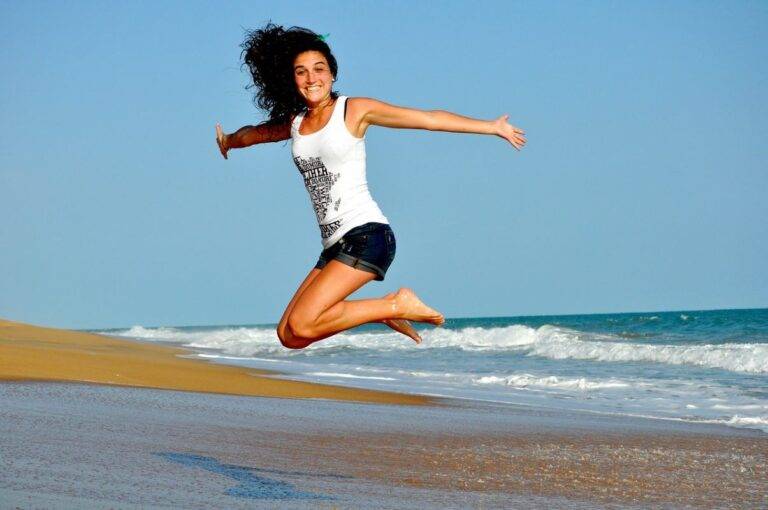 A woman enjoying at beach