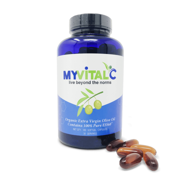 MyVitalC olive Oil Capsules with bottle